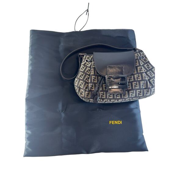 Y2K Fendi Mamma Bucket Shoulder Bag Zucchino Pattern Drawstring Authentic - Picture 16 of 16